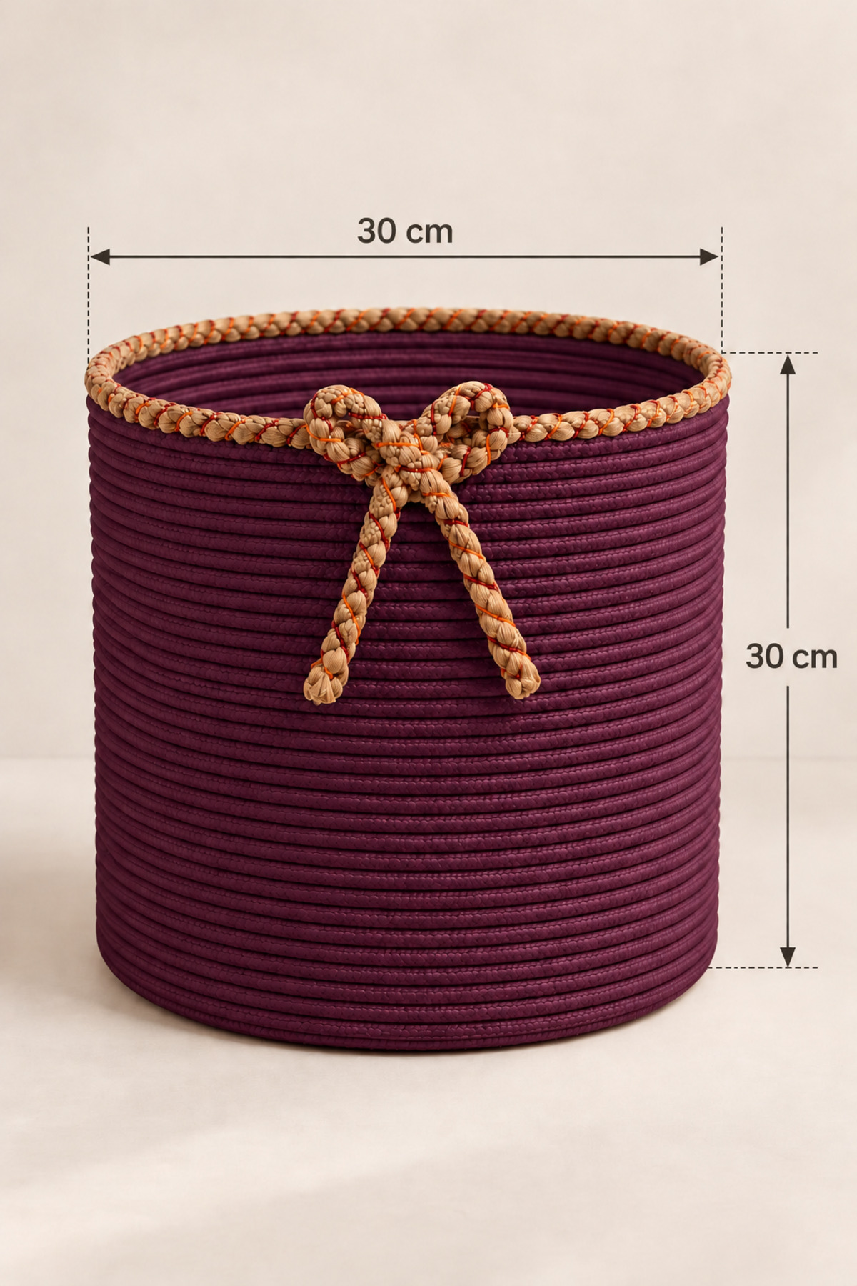 Nevrisa 30x30 cm Çok Amaçlı Dekoratif Örgü Sepet - Saksılık - Saksı Kılıfı - Ev Ofis Banyo Salon Bitki ve Eşya Düzenleyici Organizer - Görsel 2