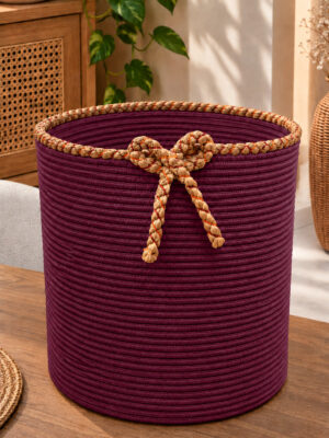 Nevrisa 30x30 cm Çok Amaçlı Dekoratif Örgü Sepet - Saksılık - Saksı Kılıfı - Ev Ofis Banyo Salon Bitki ve Eşya Düzenleyici Organizer - Görsel 4