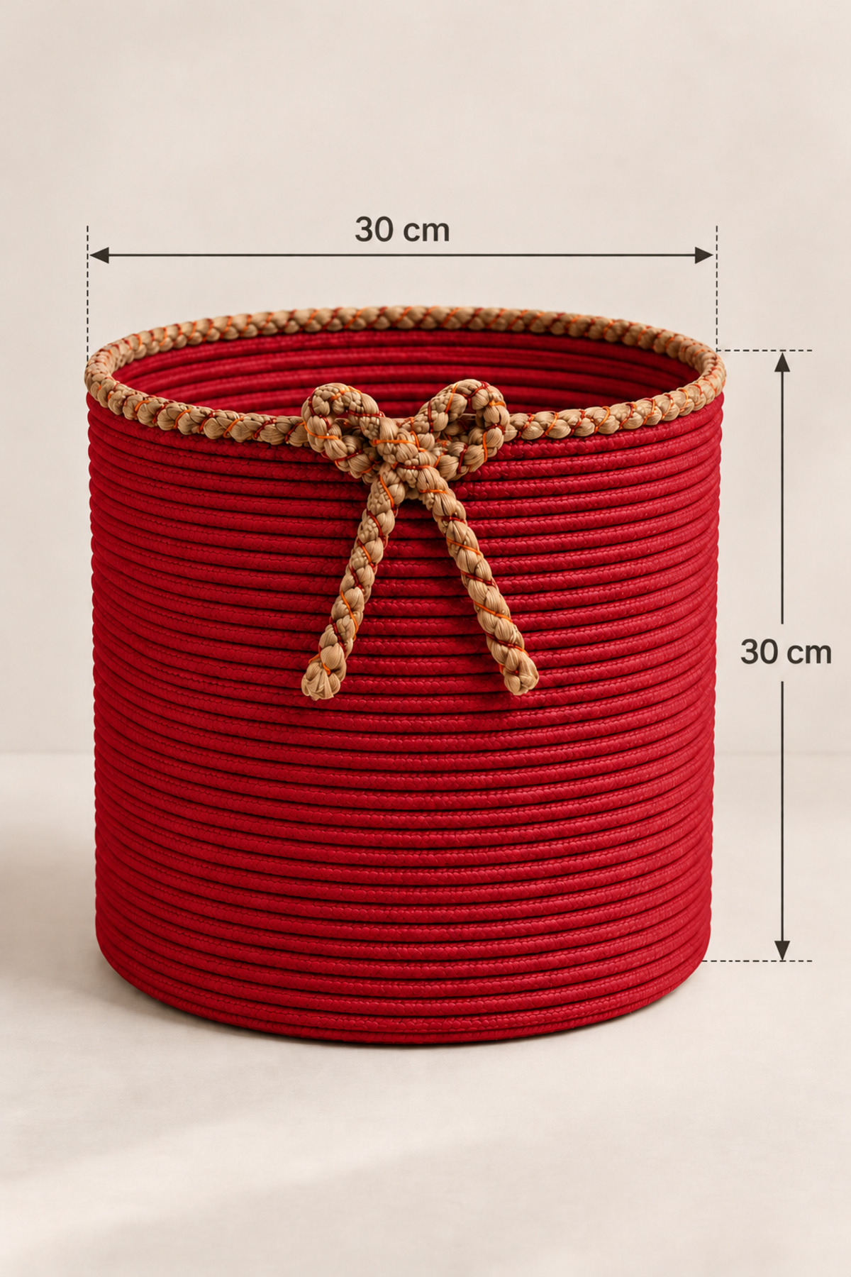 Nevrisa 30x30 cm Çok Amaçlı Dekoratif Örgü Sepet - Saksılık - Saksı Kılıfı - Ev Ofis Banyo Salon Bitki ve Eşya Düzenleyici Organizer - Görsel 6