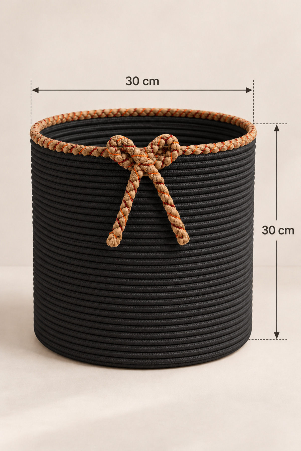 Nevrisa 30x30 cm Çok Amaçlı Dekoratif Örgü Sepet - Saksılık - Saksı Kılıfı - Ev Ofis Banyo Salon Bitki ve Eşya Düzenleyici Organizer - Görsel 10