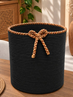 Nevrisa 30x30 cm Çok Amaçlı Dekoratif Örgü Sepet - Saksılık - Saksı Kılıfı - Ev Ofis Banyo Salon Bitki ve Eşya Düzenleyici Organizer - Görsel 13