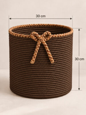 Nevrisa 30x30 cm Çok Amaçlı Dekoratif Örgü Sepet - Saksılık - Saksı Kılıfı - Ev Ofis Banyo Salon Bitki ve Eşya Düzenleyici Organizer - Görsel 19