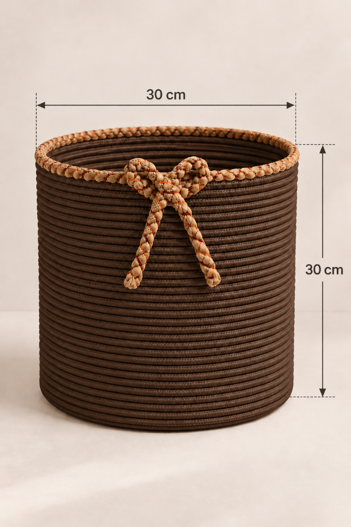 Nevrisa 30x30 cm Çok Amaçlı Dekoratif Örgü Sepet - Saksılık - Saksı Kılıfı - Ev Ofis Banyo Salon Bitki ve Eşya Düzenleyici Organizer - Görsel 19