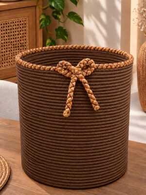 Nevrisa 30x30 cm Çok Amaçlı Dekoratif Örgü Sepet - Saksılık - Saksı Kılıfı - Ev Ofis Banyo Salon Bitki ve Eşya Düzenleyici Organizer - Görsel 21