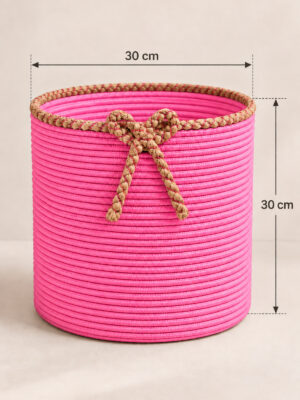 Nevrisa 30x30 cm Çok Amaçlı Dekoratif Örgü Sepet - Saksılık - Saksı Kılıfı - Ev Ofis Banyo Salon Bitki ve Eşya Düzenleyici Organizer - Görsel 27