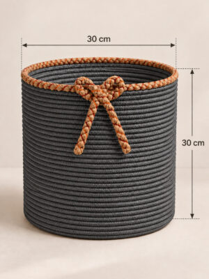 Nevrisa 30x30 cm Çok Amaçlı Dekoratif Örgü Sepet - Saksılık - Saksı Kılıfı - Ev Ofis Banyo Salon Bitki ve Eşya Düzenleyici Organizer - Görsel 35