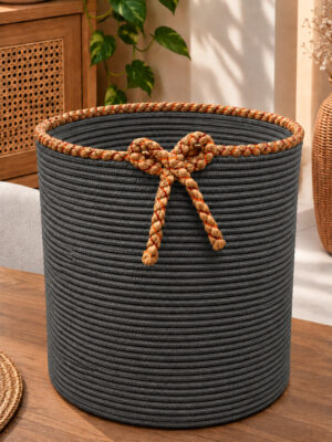 Nevrisa 30x30 cm Çok Amaçlı Dekoratif Örgü Sepet - Saksılık - Saksı Kılıfı - Ev Ofis Banyo Salon Bitki ve Eşya Düzenleyici Organizer - Görsel 38