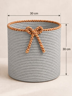 Nevrisa 30x30 cm Çok Amaçlı Dekoratif Örgü Sepet - Saksılık - Saksı Kılıfı - Ev Ofis Banyo Salon Bitki ve Eşya Düzenleyici Organizer - Görsel 40