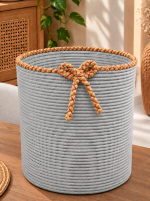 Nevrisa 30x30 cm Çok Amaçlı Dekoratif Örgü Sepet - Saksılık - Saksı Kılıfı - Ev Ofis Banyo Salon Bitki ve Eşya Düzenleyici Organizer - Görsel 42