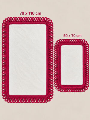 Melissa Trikot Kenar 2'li Banyo Paspas Seti Hasır Jüt Tres Halat ,Peluş Tüylü Kaymaz Paspas Örgü Kenarlı Dekoratif Banyo Halısı 70x110 cm + 50x70 cm - Görsel 11