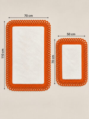Melissa Trikot Kenar 2'li Banyo Paspas Seti Hasır Jüt Tres Halat ,Peluş Tüylü Kaymaz Paspas Örgü Kenarlı Dekoratif Banyo Halısı 70x110 cm + 50x70 cm - Görsel 21