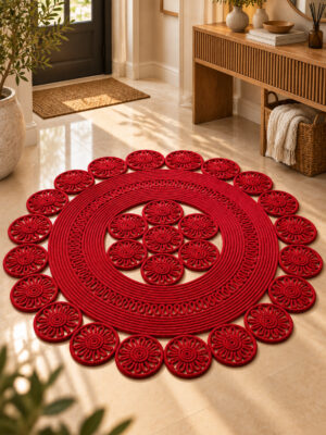 Velmira Hasır Jüt El İşçiliği Yuvarlak Kilim Halat Kilim – Dekoratif Örgü Motifli, Modern Bohem Tasarım, Salon, Oturma Odası, Antre, Yatak Odası ve Ev Dekorasyonu İçin Şık Kilim - Görsel 23