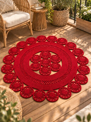Velmira Hasır Jüt El İşçiliği Yuvarlak Kilim Halat Kilim – Dekoratif Örgü Motifli, Modern Bohem Tasarım, Salon, Oturma Odası, Antre, Yatak Odası ve Ev Dekorasyonu İçin Şık Kilim - Görsel 24