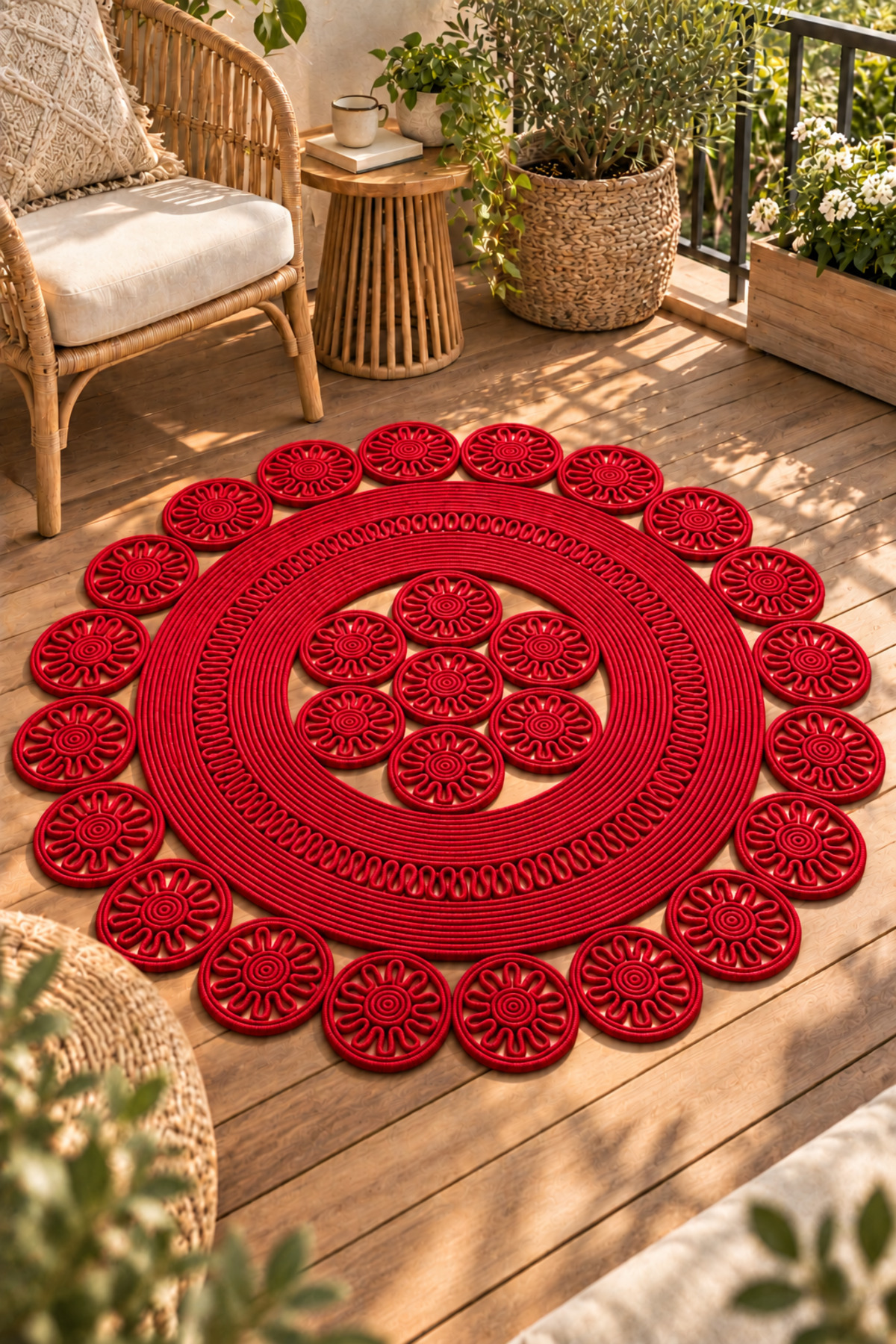 Velmira Hasır Jüt El İşçiliği Yuvarlak Kilim Halat Kilim – Dekoratif Örgü Motifli, Modern Bohem Tasarım, Salon, Oturma Odası, Antre, Yatak Odası ve Ev Dekorasyonu İçin Şık Kilim - Görsel 24