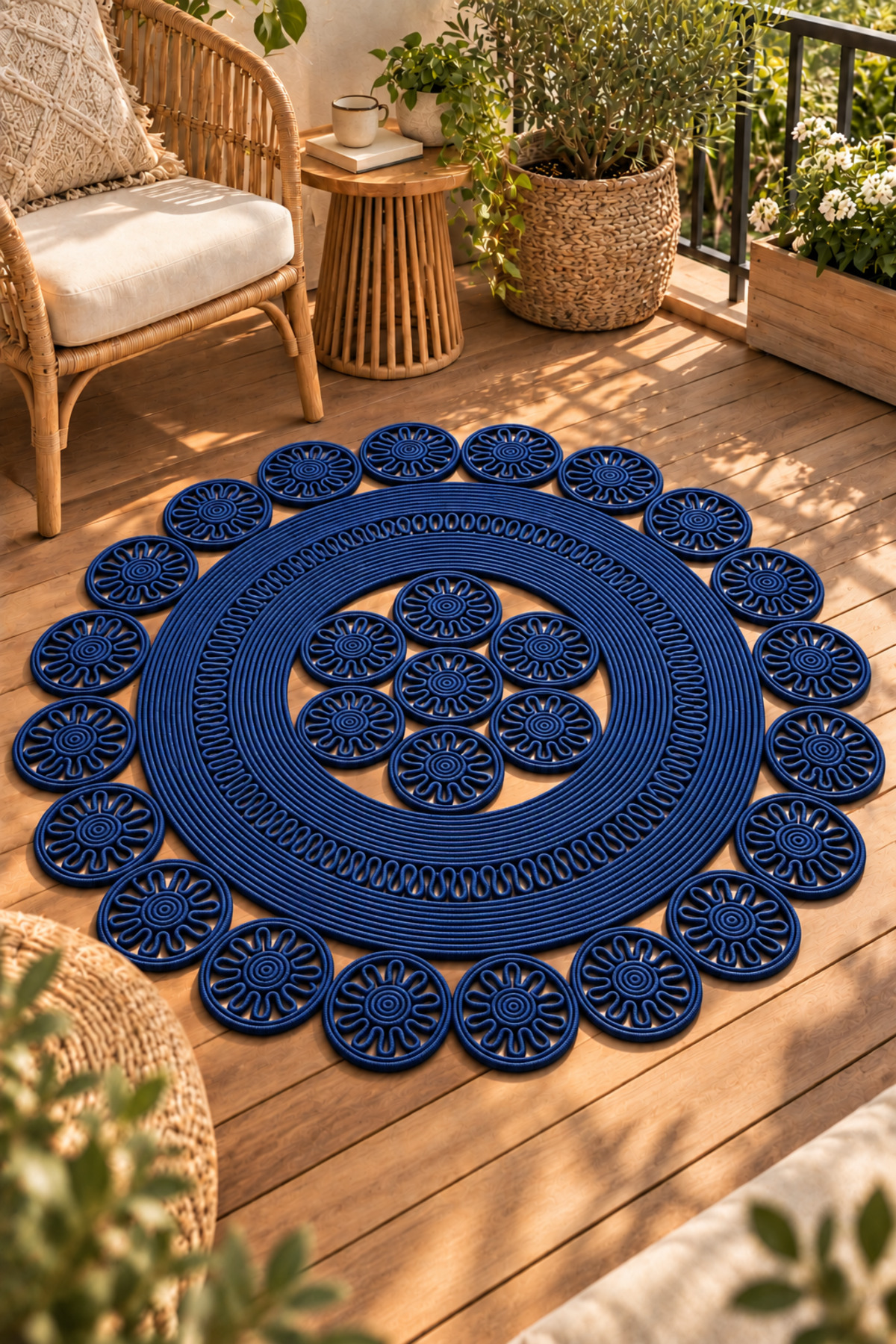 Velmira Hasır Jüt El İşçiliği Yuvarlak Kilim Halat Kilim – Dekoratif Örgü Motifli, Modern Bohem Tasarım, Salon, Oturma Odası, Antre, Yatak Odası ve Ev Dekorasyonu İçin Şık Kilim - Görsel 29