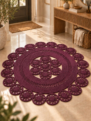 Velmira Hasır Jüt El İşçiliği Yuvarlak Kilim Halat Kilim – Dekoratif Örgü Motifli, Modern Bohem Tasarım, Salon, Oturma Odası, Antre, Yatak Odası ve Ev Dekorasyonu İçin Şık Kilim - Görsel 33
