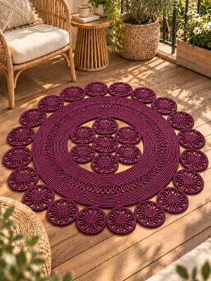 Velmira Hasır Jüt El İşçiliği Yuvarlak Kilim Halat Kilim – Dekoratif Örgü Motifli, Modern Bohem Tasarım, Salon, Oturma Odası, Antre, Yatak Odası ve Ev Dekorasyonu İçin Şık Kilim - Görsel 34