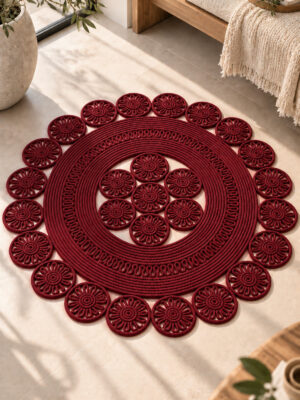 Velmira Hasır Jüt El İşçiliği Yuvarlak Kilim Halat Kilim – Dekoratif Örgü Motifli, Modern Bohem Tasarım, Salon, Oturma Odası, Antre, Yatak Odası ve Ev Dekorasyonu İçin Şık Kilim - Görsel 41