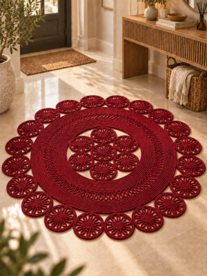 Velmira Hasır Jüt El İşçiliği Yuvarlak Kilim Halat Kilim – Dekoratif Örgü Motifli, Modern Bohem Tasarım, Salon, Oturma Odası, Antre, Yatak Odası ve Ev Dekorasyonu İçin Şık Kilim - Görsel 43